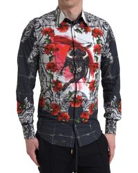 Dolce & Gabbana - Slim Fit Floral Bull Cotton Dress Shirt - Lyst