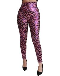 Dolce & Gabbana - Color Patterned Cropped High Waist Pants - Lyst