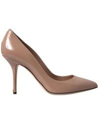 Dolce & Gabbana - Beige Leather Pumps Patent Heels Shoes - Lyst