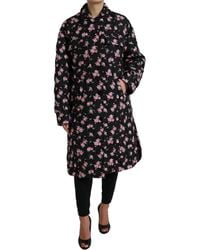 Dolce & Gabbana - Floral Collared Trench Coat Jacket - Lyst
