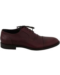 Dolce & Gabbana Red Leather Derby Formal Shoes