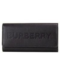 Burberry - Porter Grained Leather Branded Logo Embossed Clutch Flap Wallet - Lyst