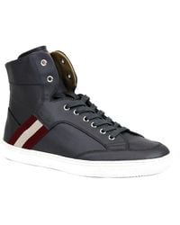 Bally - Dark Calf Leather Hi Top Sneaker With - Lyst