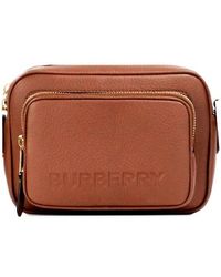 Burberry - Small Branded Tan Leather Camera Crossbody Bag - Lyst