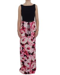 Dolce & Gabbana - Pink Floral Print Long Maxi Sheath Dress - Lyst