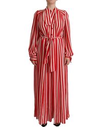Dolce & Gabbana - Elegant Striped Silk Maxi Dress - Lyst