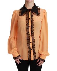 Dolce & Gabbana - Silk Sequin Lace Blouse Shirt - Lyst