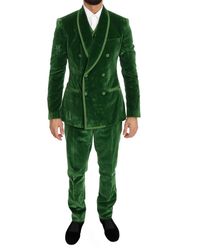 Dolce & Gabbana Green Velvet Slim Fit Double Breasted Suit