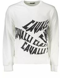 Class Roberto Cavalli - Elegant Brushed Sweatshirt With Logo Print - Lyst