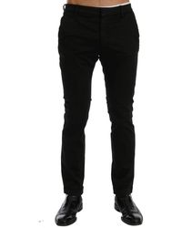 CoSTUME NATIONAL - Slim Fit Cotton Stretch Trouser Black Sig60460 - Lyst