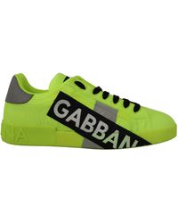 Dolce & Gabbana Yellow Logo Nylon Low Tops Sneakers - Green