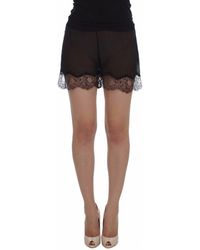 Dolce & Gabbana Floral Lace Silk Sleepwear Shorts - Black