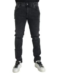 Dolce & Gabbana - Cotton Stretch Skinny Denim Logo Jeans - Lyst