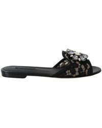 Womens Shoes Flats and flat shoes Flat sandals Dolce & Gabbana Unisex Junior Black Logo Slides 
