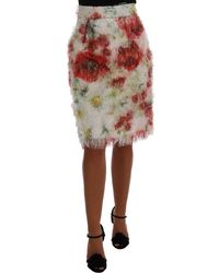 Dolce & Gabbana - Floral Patterned Pencil Straight Skirt - Lyst
