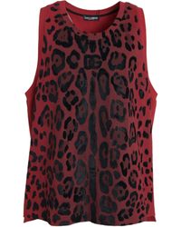 Dolce & Gabbana - Leopard Print Sleeveless Tank T-Shirt - Lyst