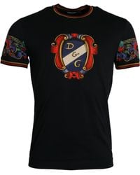 Dolce & Gabbana - Logo Print Cotton Crew Neck T-Shirt - Lyst