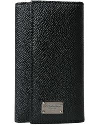 Dolce & Gabbana - Calf Leather Logo Plaque Trifold Keyring Key Holder - Lyst