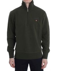 Aeronautica Militare Cotton Stretch Half Zipper Sweater Green Sig30637