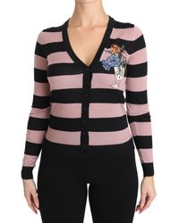 Dolce & Gabbana - Dolce Gabbana Pink Floral Cashmere Cardigan Sweater - Lyst