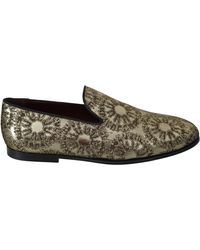 Dolce & Gabbana Mens Navy Blue Suede Perforated Loafers Slip On Flats Shoes 