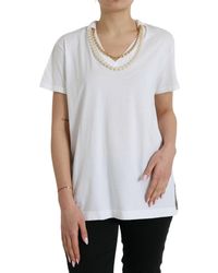 Dolce & Gabbana - Elegant Cotton Tee With Necklace Detail - Lyst