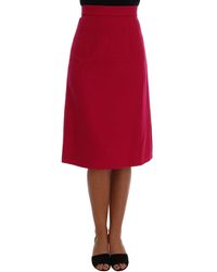 Dolce & Gabbana Dolce Gabbana Wool Knee Long A-line Skirt - Red