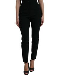 Dolce & Gabbana - Black Wool High Waist Tapered Pants - Lyst