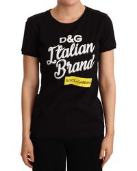 Dolce & Gabbana Black Cotton Logo Italian Brand Print T-shirt
