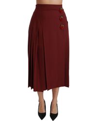 Dolce & Gabbana - High Waist Pleated Maxi Wool Skirt - Lyst