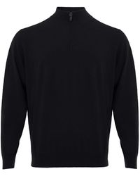 Colombo - Black Mock Cashmere Sweater With Half Zip - Lyst