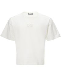 Dolce & Gabbana - White Cotton T-shirt With Logo - Lyst