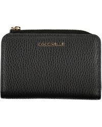 Coccinelle - Elegant Black Leather Double Compartment Wallet - Lyst