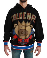 Mens Clothing Activewear Dolce & Gabbana Jersey Sweatshirt With Metal Dg Logo And Print in Black for Men gym and workout clothes Sweatshirts 