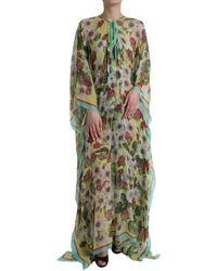 Dolce & Gabbana - Multicolor Floral Silk Kaftan Maxi Dress - Lyst