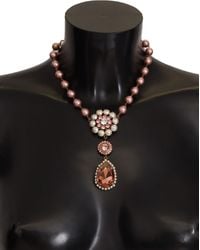 Dolce & Gabbana - Elegant Tone Faux Pearl Charm Necklace - Lyst