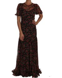 Dolce & Gabbana - Dolce Gabbana Black Floral Roses A-line Shift Gown Dress - Lyst