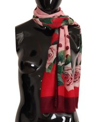 Dolce & Gabbana Roses Print Silk Scarf Womens Accessories Scarves and mufflers Save 31% 