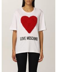 Love Moschino Relief Brand Design Tops & T-shirt - White
