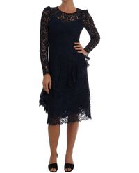Dolce & Gabbana - Dolce Gabbana Blue Taormina Floral Lace Sheath Dress - Lyst