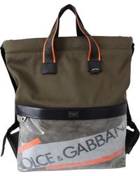 Dolce & Gabbana - Dg Logo School Backpack Cotton Army Bag - Lyst