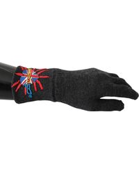 Dolce & Gabbana - Grey #dgloveslondon Embroidered Wool Gloves - Lyst