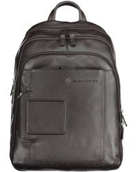 Piquadro - Elegant Leather Backpack With Laptop Compartment - Lyst