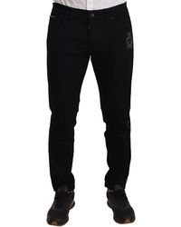 Dolce & Gabbana - Black Skinny Fit Denim Side Band Jeans Pant - Lyst