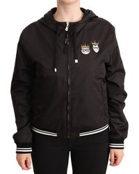Dolce & Gabbana - Black Bomber Jacket With Elastic Cuffs And Deep Hood - Lyst