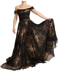 Dolce & Gabbana - Floral Silk Off-Shoulder Long Dres - Lyst