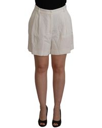 Dolce & Gabbana White High Waist Culotte Cotton Shorts - Multicolor