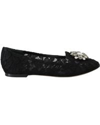 Dolce & Gabbana - Taormina Lace Crystals Flats Shoes - Lyst