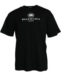 Balenciaga - Cotton Logo Print Crew Neck Short Sleeves T-Shirt - Lyst