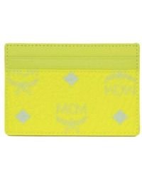 MCM - Spectrum Diamond Mini Neon Yellow Visetos Leather Card Case Holder Wallet - Lyst